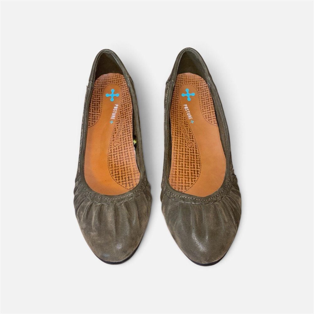 Bare Traps Norma Women’s Ballet Flats w/ Hidden Wedge Olive Green